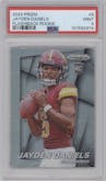 Jayden Daniels from the 2024 Panini Prizm set graded by PSA and given an overall grade of 9.