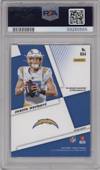 Justin Herbert from the 2020 Panini Mosaic set graded by PSA and given an overall grade of 9.