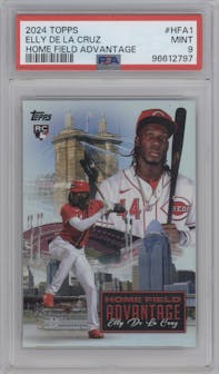 Elly De La Cruz from the 2024 Topps  set graded by PSA and given an overall grade of 9.