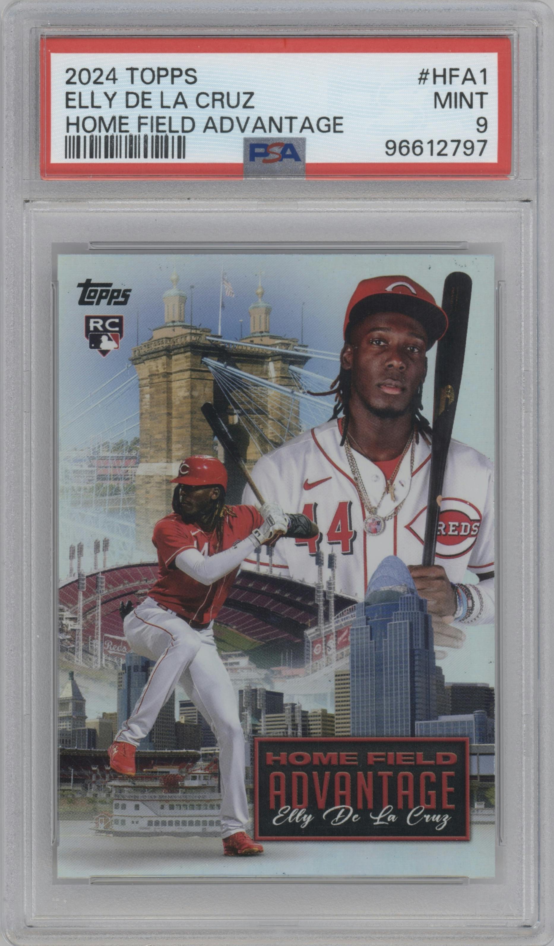 Elly De La Cruz from the 2024 Topps  set graded by PSA and given an overall grade of 9.