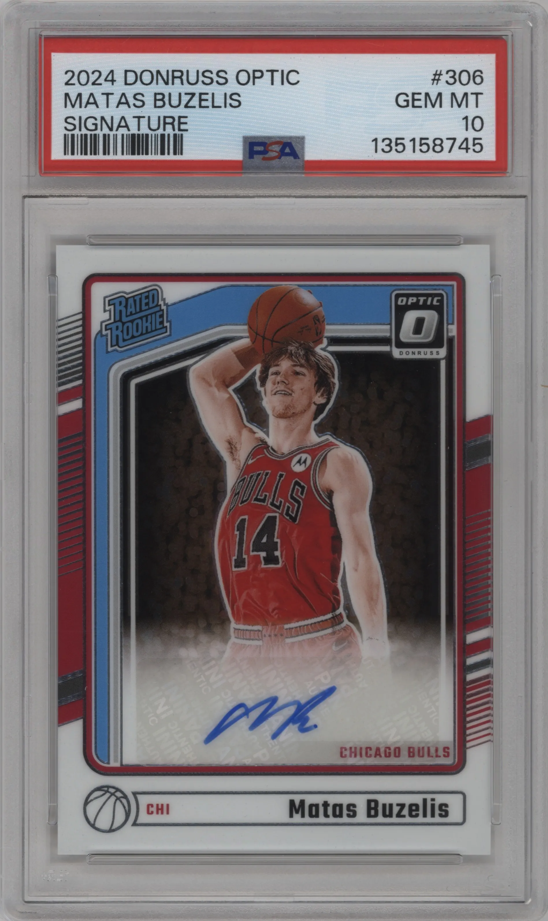 2024 Donruss Optic Rtd.Rke.Sig. Matas Buzelis #306 PSA 10