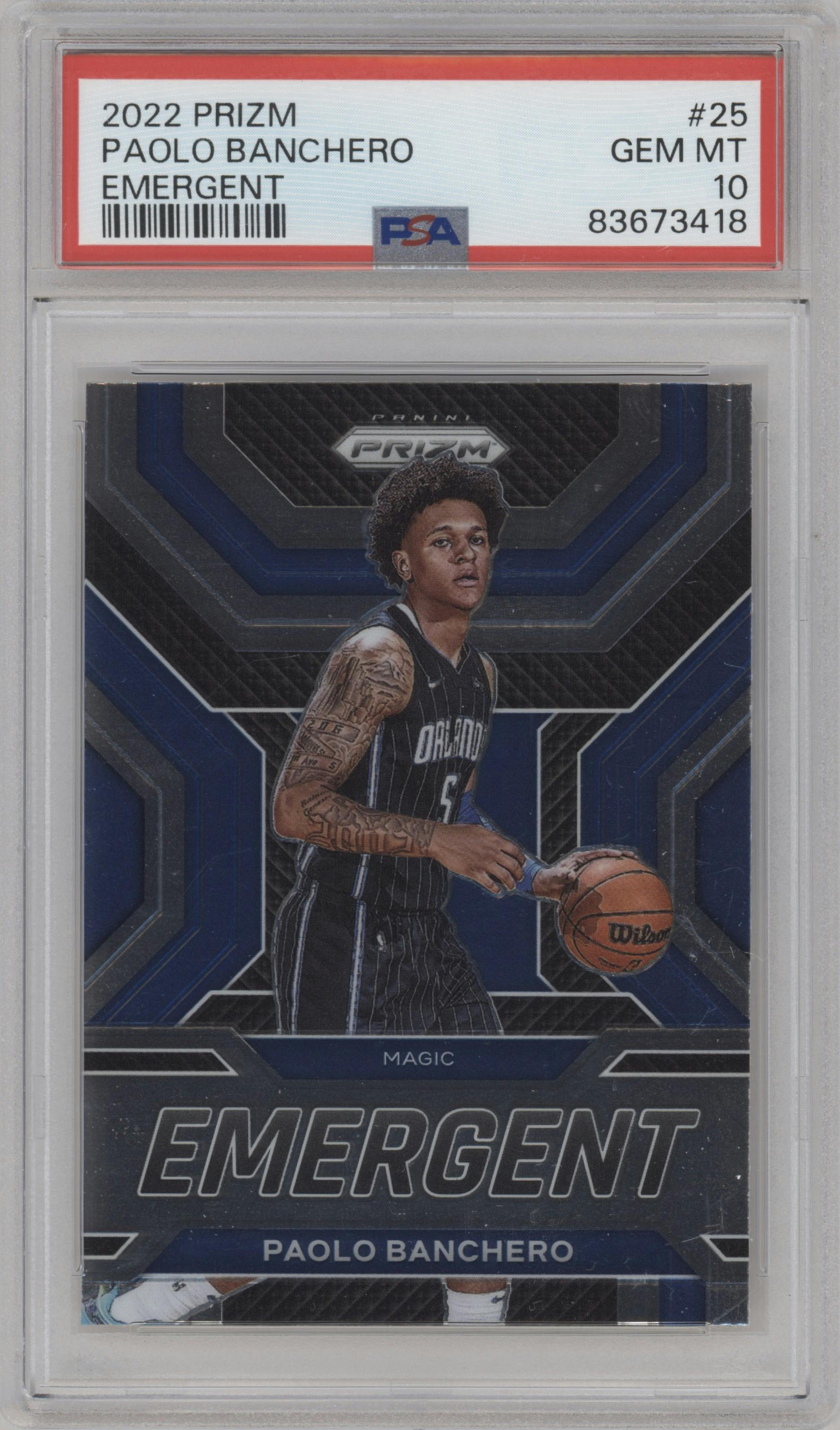 Paolo Banchero from the 2022-23 Panini Prizm  set graded by PSA and given an overall grade of 10.