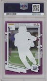 Tommy DeVito from the 2023 Clearly Donruss set featuring a Purple parallel graded by PSA and given an overall grade of 10.