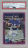 Tommy DeVito from the 2023 Clearly Donruss set featuring a Purple parallel graded by PSA and given an overall grade of 10.