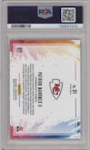 Patrick Mahomes II from the 2024 Panini Prizm set graded by PSA and given an overall grade of 10.