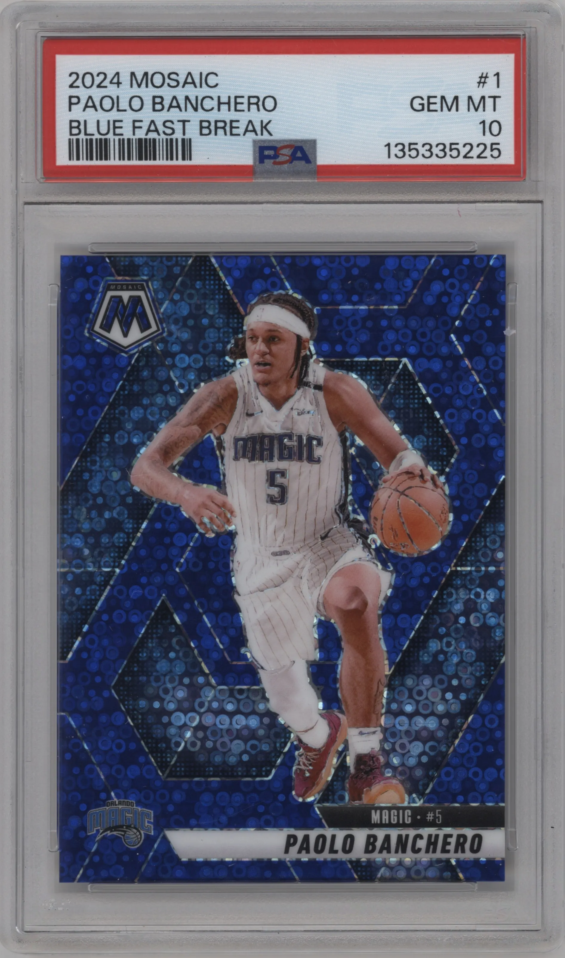2024 Panini Mosaic Paolo Banchero Fast Break Blue Mosaic #1 PSA 10