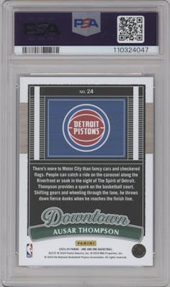 Ausar Thompson from the 2023-24 Panini One and One set graded by PSA and given an overall grade of 10.