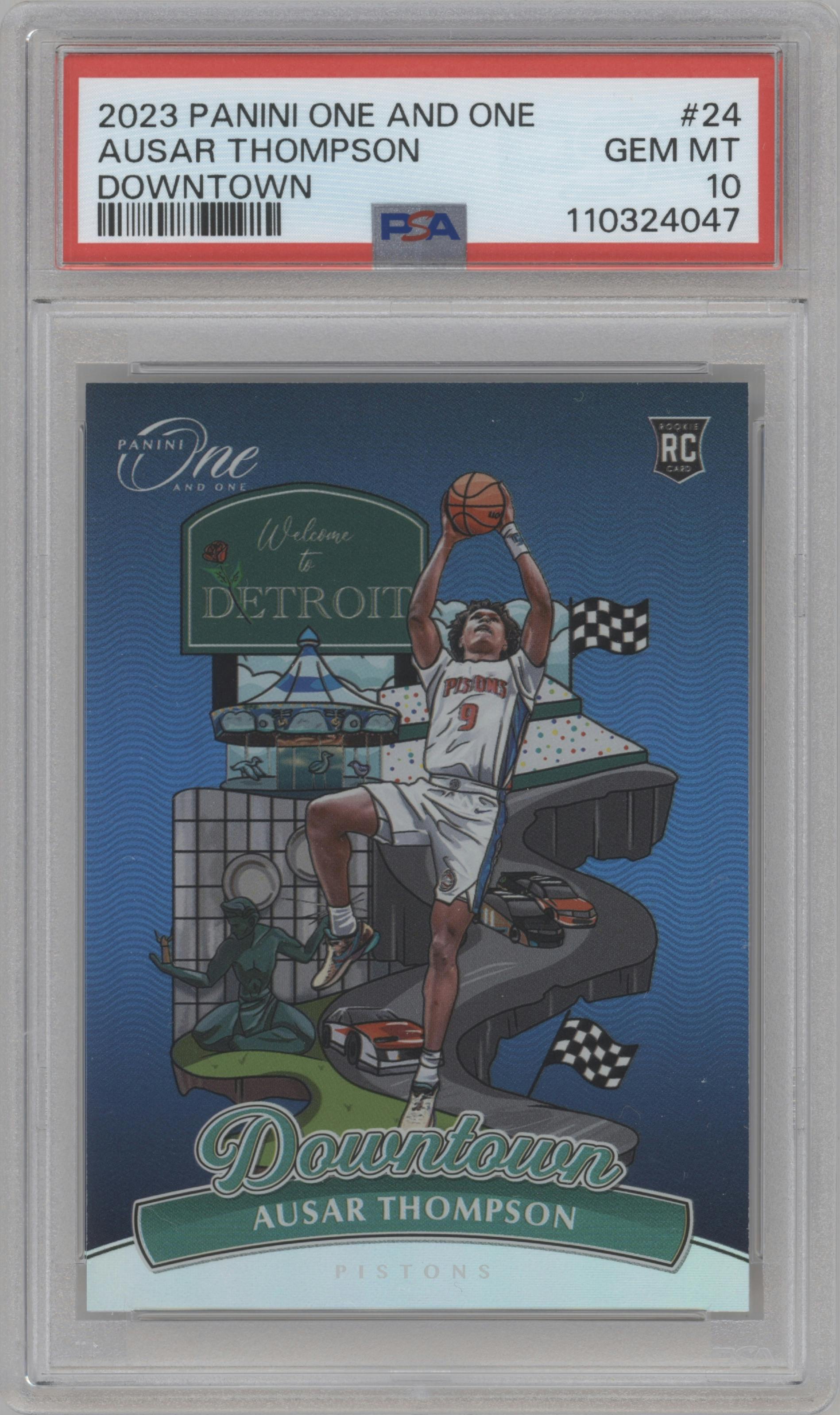 Ausar Thompson from the 2023-24 Panini One and One set graded by PSA and given an overall grade of 10.