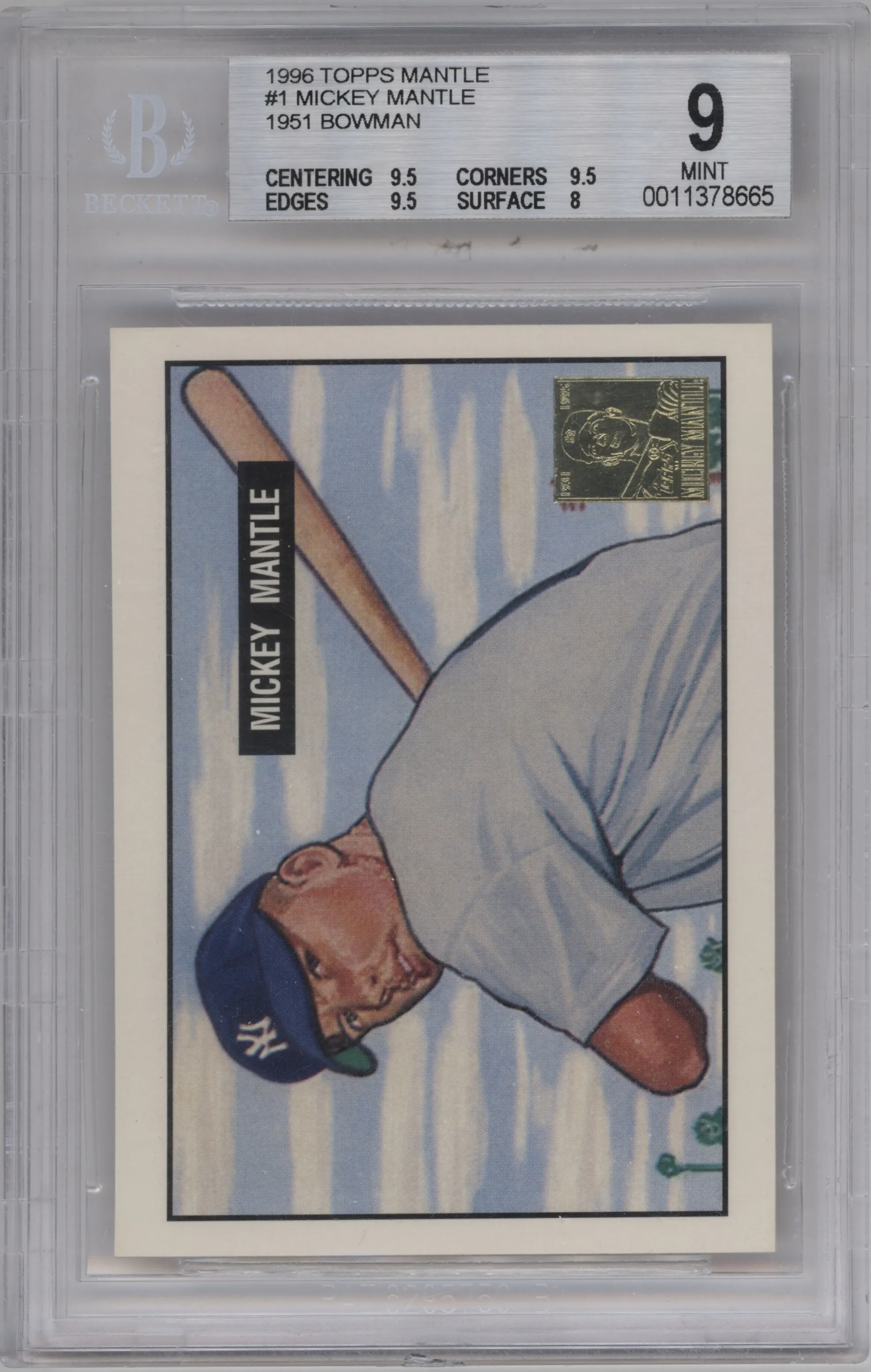 1996 Topps Mickey Mantle RP Mickey Mantle #1 BGS 9