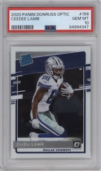 CeeDee Lamb from the 2020 Panini Donruss Optic set graded by PSA and given an overall grade of 10.