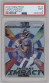 Lamar Jackson from the 2018 Panini Prizm set graded by PSA and given an overall grade of 9.