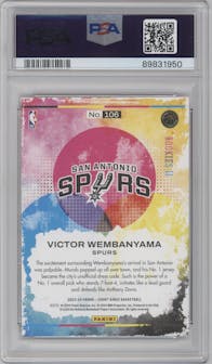 Victor Wembanyama from the 2023-24 Panini Court Kings set graded by PSA and given an overall grade of 10.