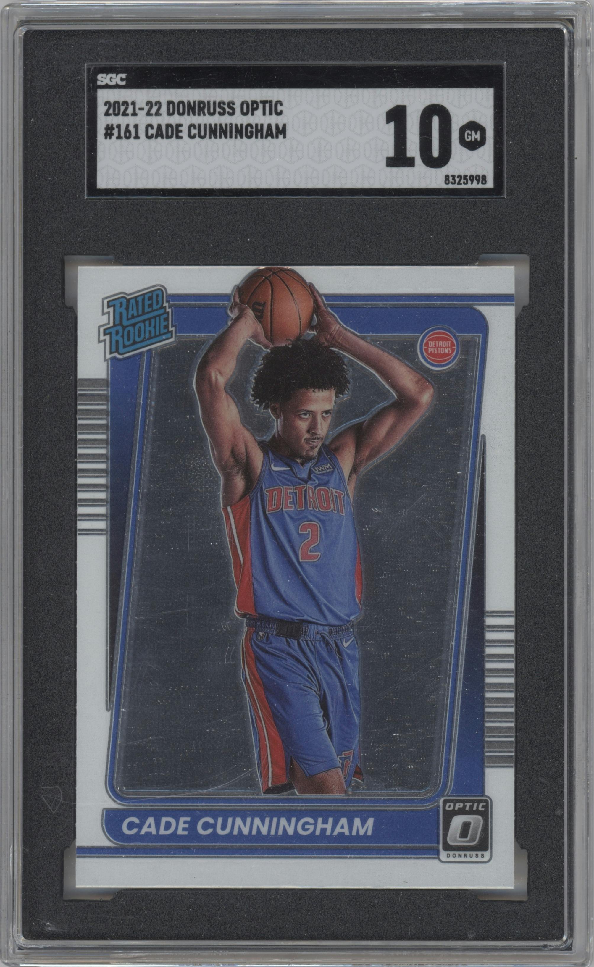 Cade Cunningham from the 2021-22 Panini Donruss Optic set graded by SGC and given an overall grade of 10.