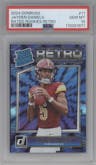 Jayden Daniels from the 2024 Donruss set graded by PSA and given an overall grade of 10.