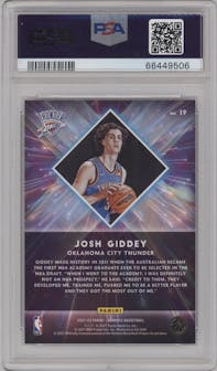 Josh Giddey from the 2021-22 Panini Donruss set featuring a Pink Holo Laser parallel graded by PSA and given an overall grade of 10.