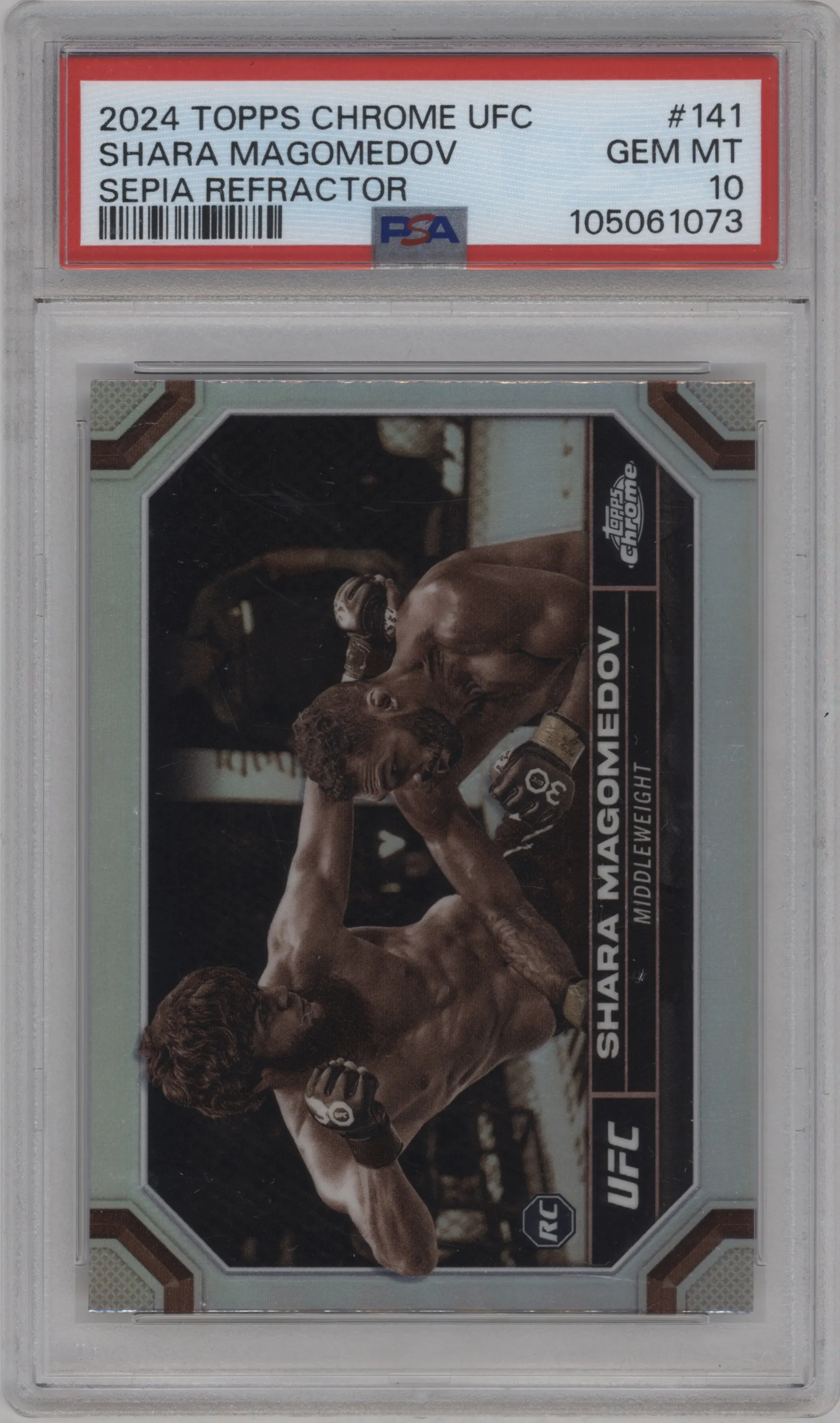 2024 Topps Chrome UFC Shara Magomedov Sepia Refractor #141 PSA 10