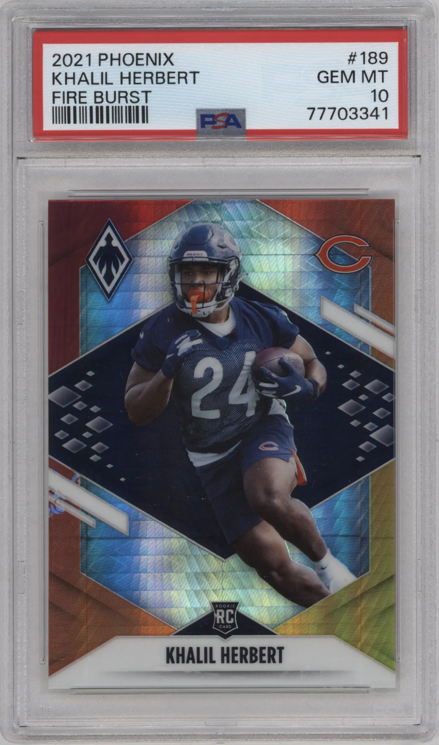 2021 Panini Phoenix Khalil Herbert Fire Burst #189 PSA 10