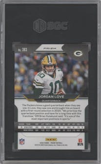 Jordan Love from the 2020 Panini Prizm set featuring a Pink Prizm parallel graded by SGC and given an overall grade of 10.