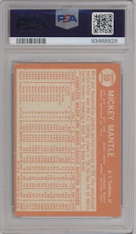 Mickey Mantle from the 1964 Topps set graded by PSA and given an overall grade of 4.