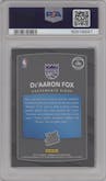 De'Aaron Fox from the 2017-18 Panini Donruss Optic set featuring a Red/Yellow  parallel graded by PSA and given an overall grade of 10.