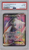 Mew EX from the 2012 Pokemon B&W set graded by PSA and given an overall grade of 6.