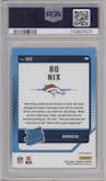 Bo Nix from the 2024 Donruss set featuring a Pink parallel graded by PSA and given an overall grade of 9.