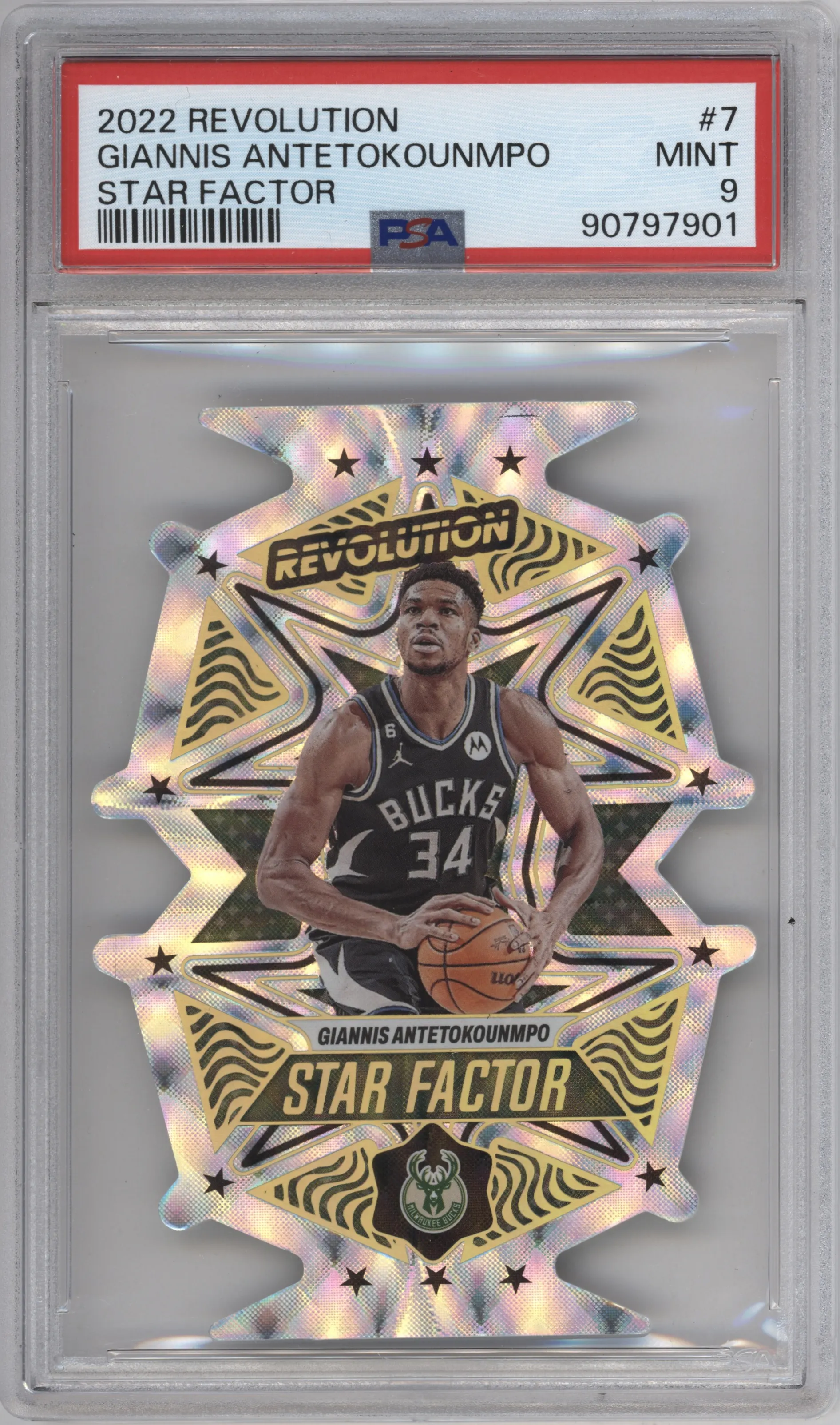 2022 Panini Revolution Star Factor Giannis Antetokounmpo #7 PSA 9