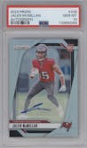 Jalen McMillan from the 2024 Panini Prizm set graded by PSA and given an overall grade of 10.