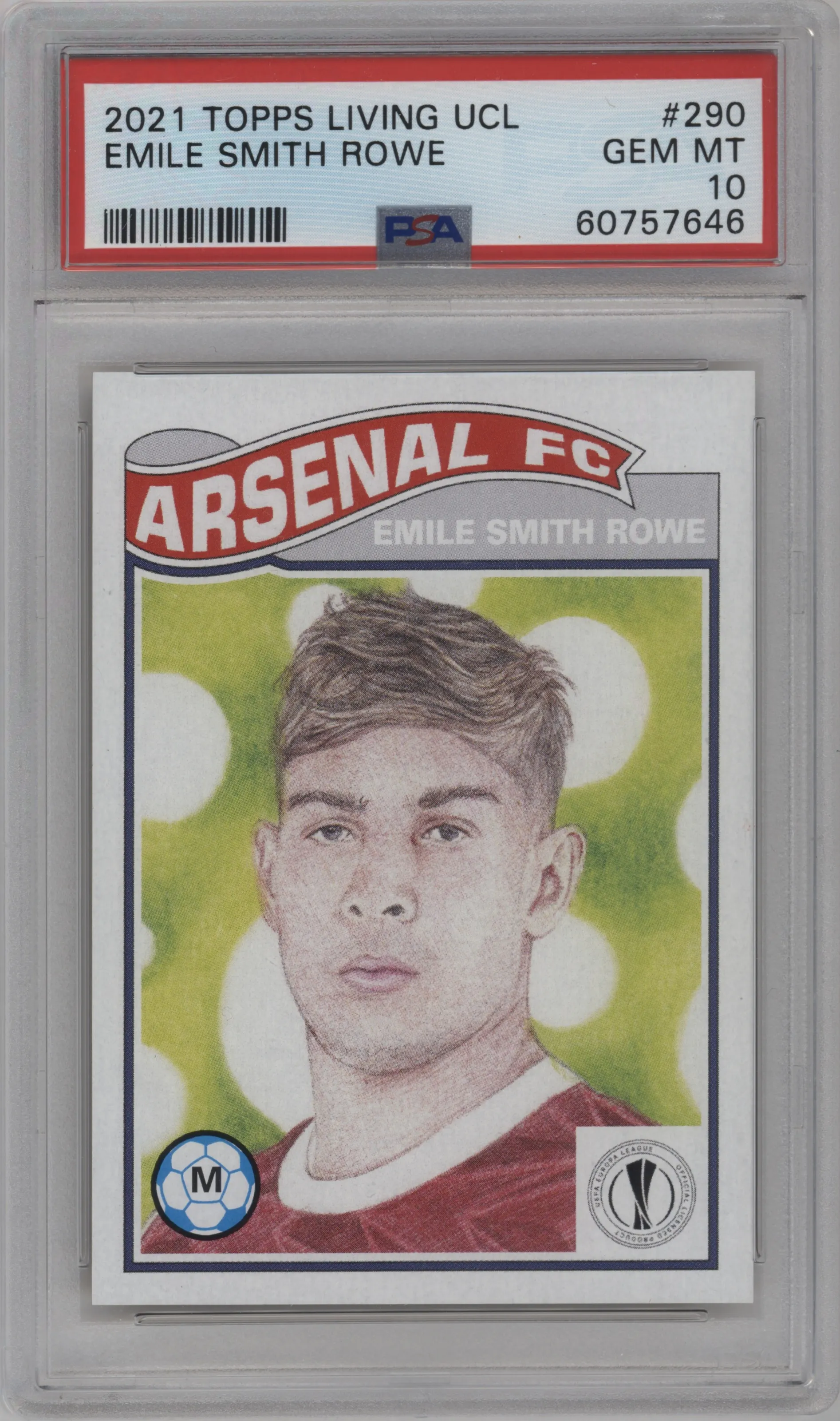 2020 Ultimate Topps Living Set UEFA CL 2021 Emile Smith Rowe PSA 10