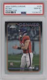 Bo Nix from the 2024 Topps Chrome set featuring a Refractor parallel graded by PSA and given an overall grade of 10.