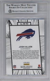 Josh Allen from the 2022 Panini Prizm set graded by Beckett and given an overall grade of 9.
