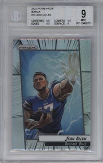 Josh Allen from the 2022 Panini Prizm set graded by Beckett and given an overall grade of 9.