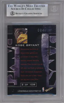 Kobe Bryant from the 1998-99 NBA Hoops set graded by Beckett and given an overall grade of 7.5.
