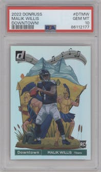 Malik Willis from the 2022 Panini Donruss set graded by PSA and given an overall grade of 10.