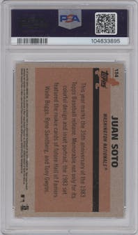 Juan Soto from the 2018 Topps Silver Pack  set graded by PSA and given an overall grade of 10.