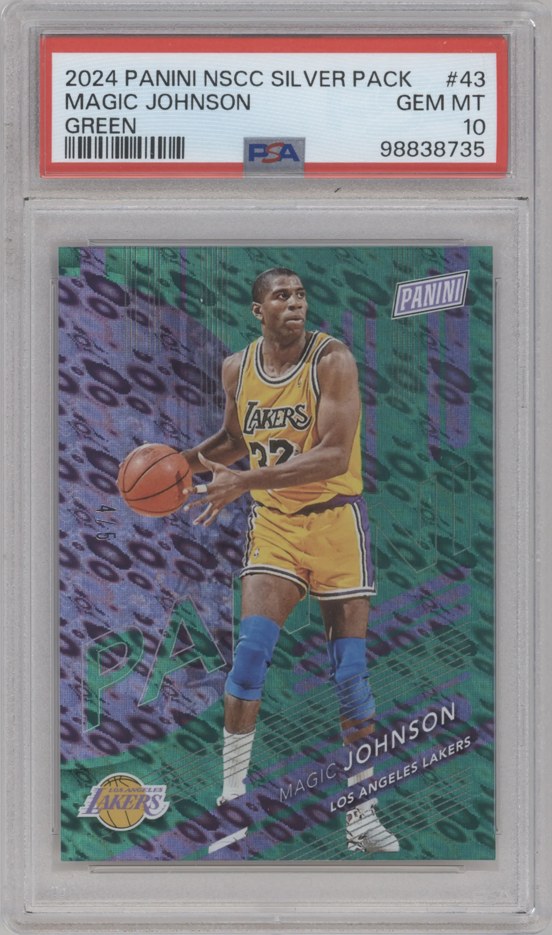 2024 Panini The National VIP Silver Pack Magic Johnson Green #43 PSA 10