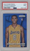 Jordan Clarkson from the 2014-15 Panini Prizm set featuring a Blue Mojo Prizm parallel graded by PSA and given an overall grade of 9.