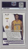 Jordan Clarkson from the 2014-15 Panini Prizm set featuring a Blue Mojo Prizm parallel graded by PSA and given an overall grade of 9.