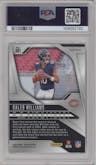 Caleb Williams from the 2024 Panini Prizm set featuring a Lazer Prizm parallel graded by PSA and given an overall grade of 9.