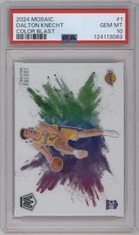 Dalton Knecht from the 2024-25 Panini Mosaic set graded by PSA and given an overall grade of 10.