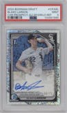 Blake Larson from the 2024 Bowman Draft set featuring a Sparkle Refractor parallel graded by PSA and given an overall grade of 9.