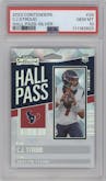 C.J. Stroud from the 2023 Panini Contenders set featuring a Silver parallel graded by PSA and given an overall grade of 10.