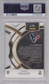 C.J. Stroud from the 2023 Panini Select set featuring a Die-Cut Green/Yellow parallel graded by PSA and given an overall grade of 9.