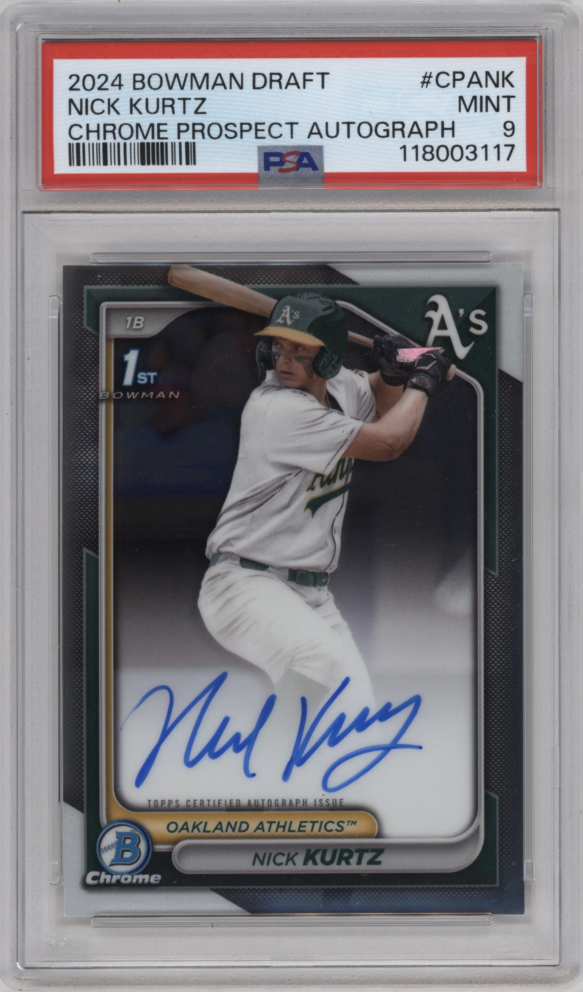 2024 Bowman Draft Chr.Pros.Auto Nick Kurtz PSA 9