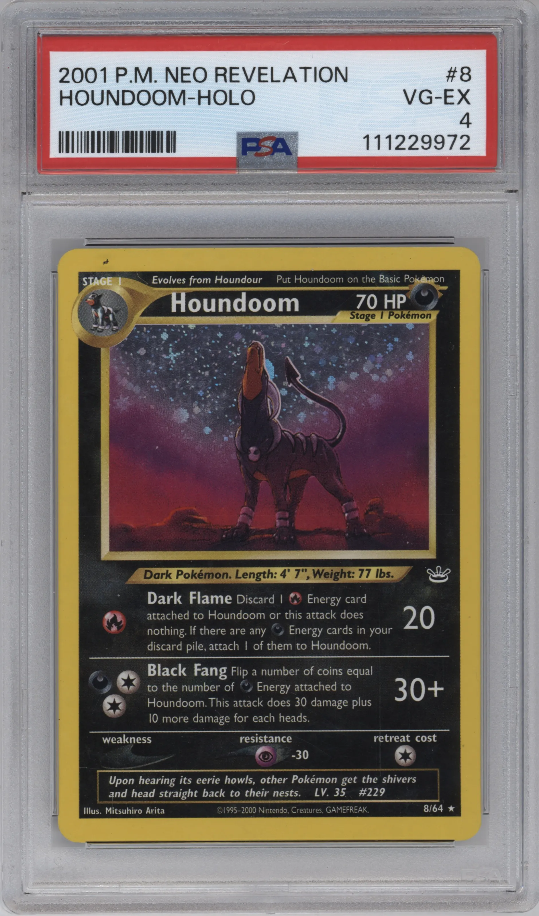 2001 Pokemon Neo Genesis Neo Revelation Houndoom #8 PSA 4