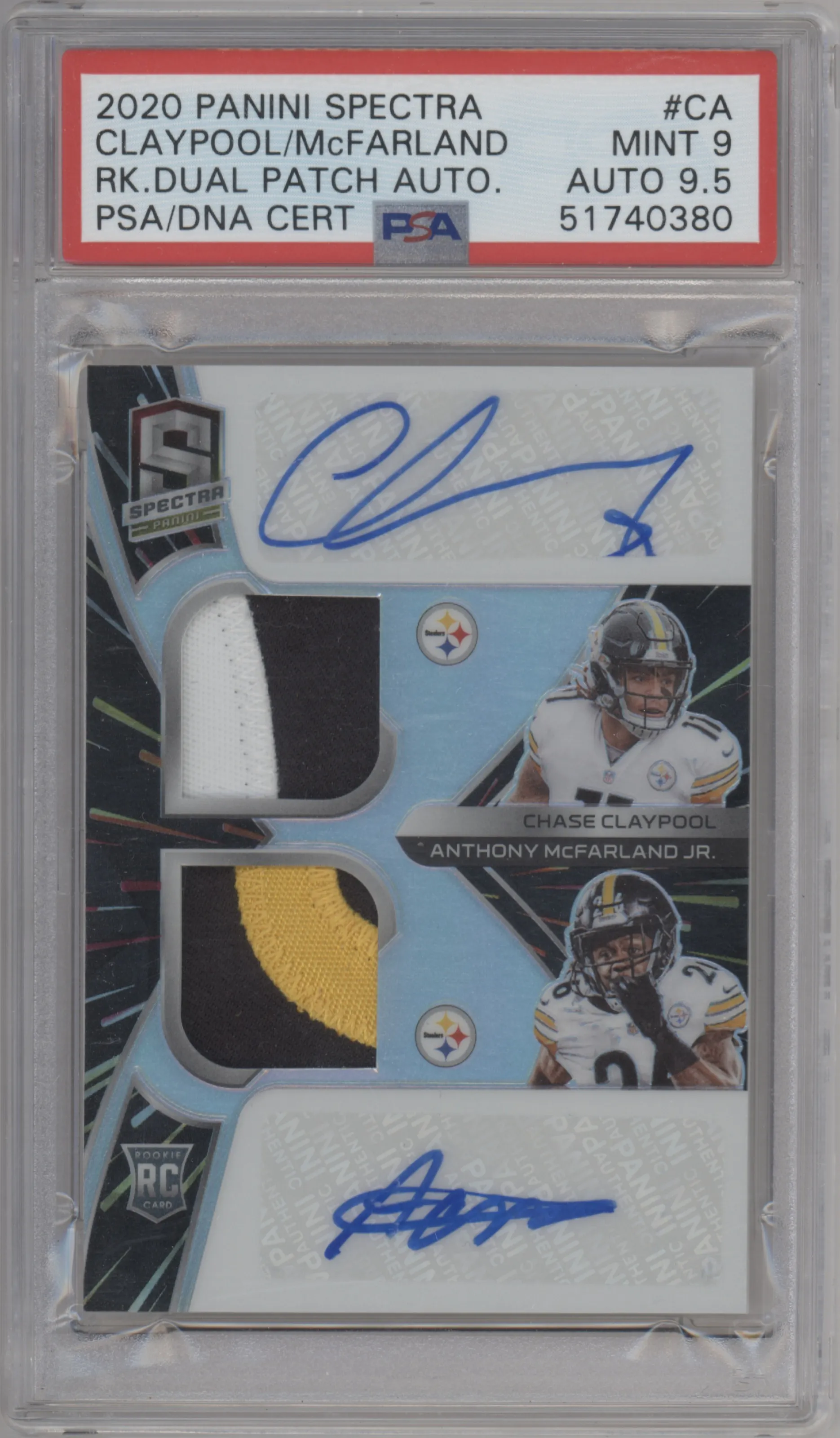 2020 Panini Spectra Rke.DP Auto Anthony McFarland Jr./Chase Claypool #RDPA-CA PSA 9