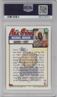 Michael Jordan from the 1992-93 Topps set featuring a Gold parallel graded by PSA and given an overall grade of 10.