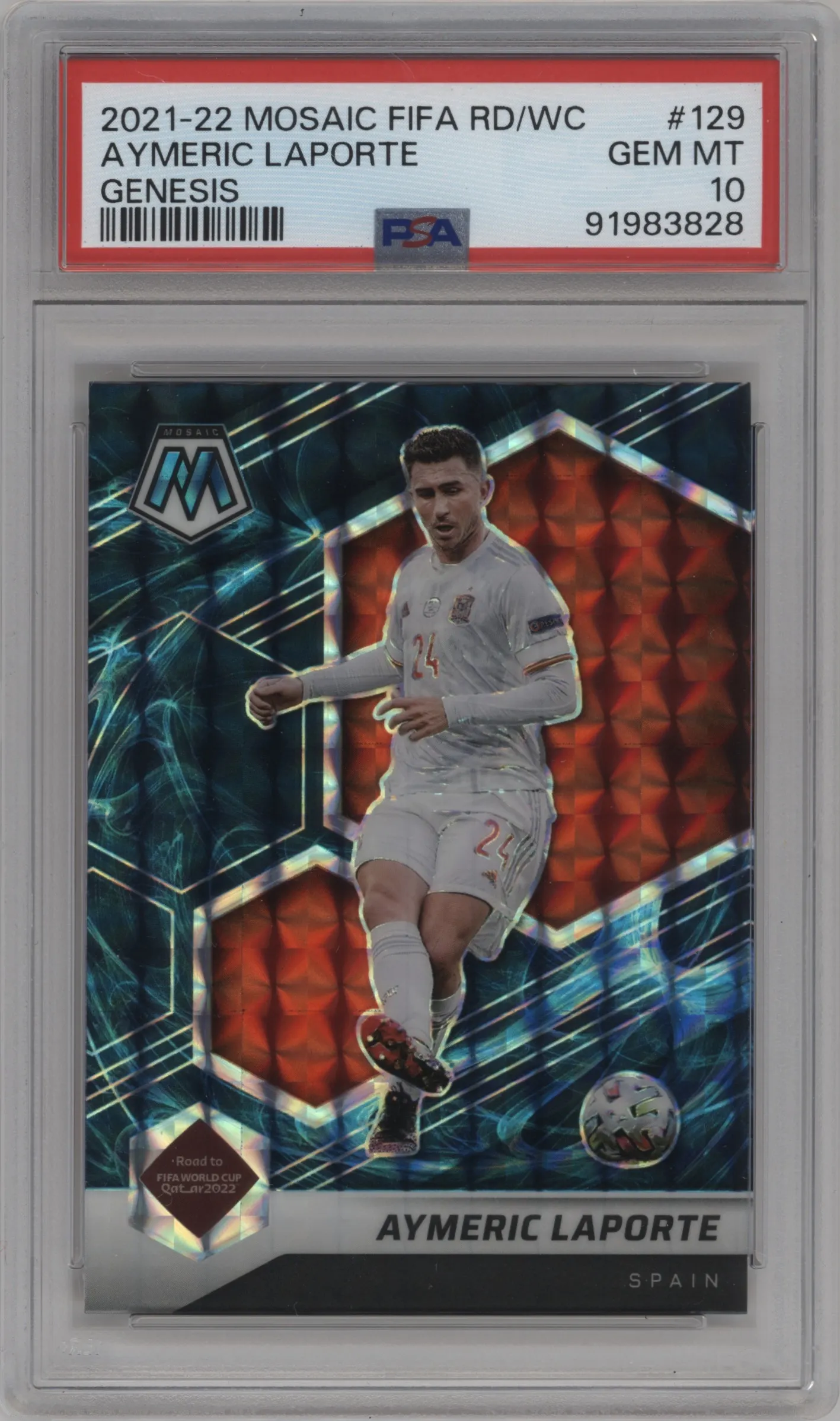 2021 Panini Mosaic Road to FIFA World Cup Aymeric Laporte Genesis #129 PSA 10