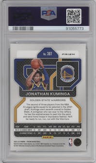  Jonathan Kuminga  from the 2021-22 Panini Prizm  set featuring a Silver Prizm parallel graded by PSA and given an overall grade of 9.