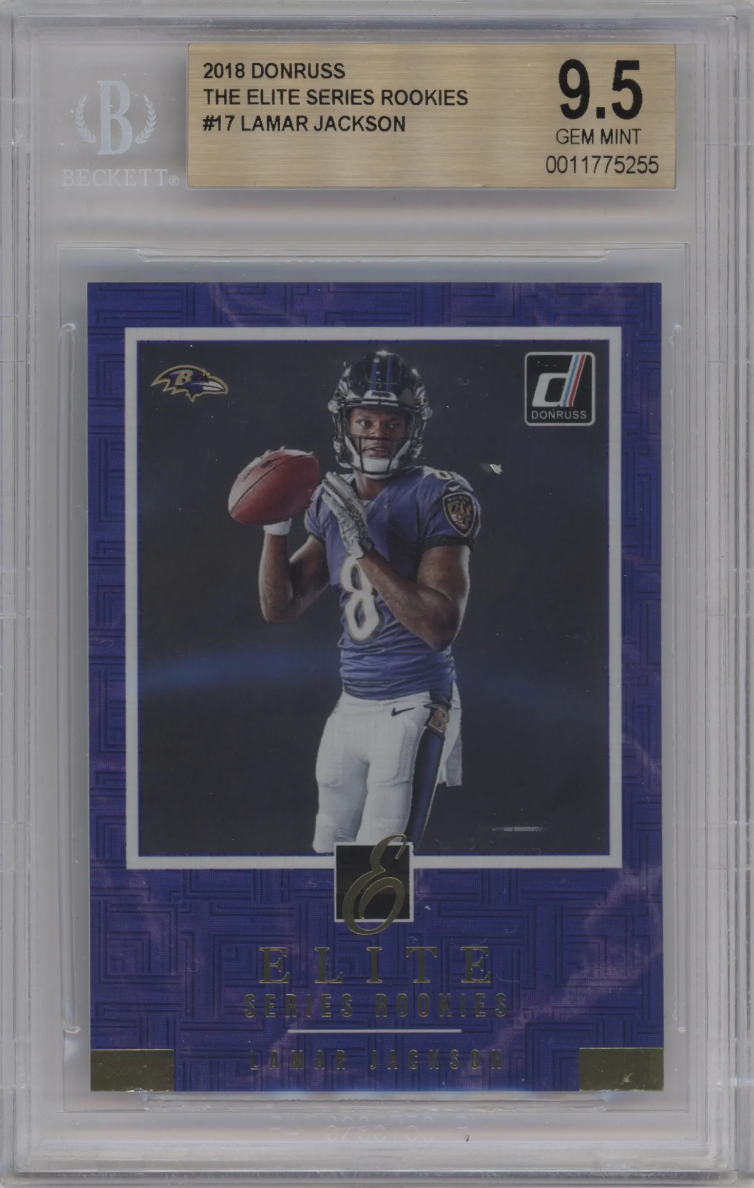 2018 Panini Donruss Elite Series Rookies Lamar Jackson #ESR-17 BGS 9.5